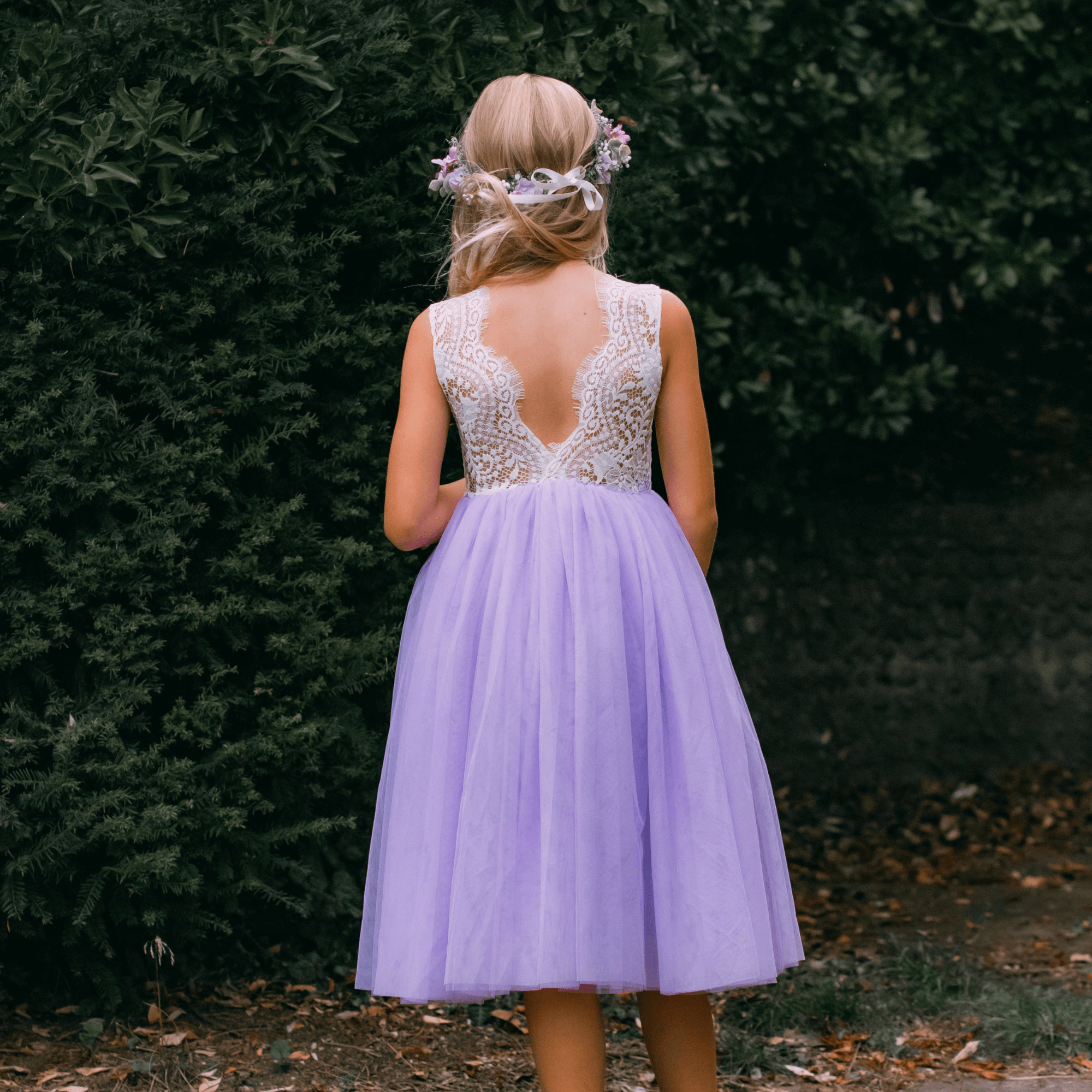 Bohemian Tea Length Flower Girl Dress