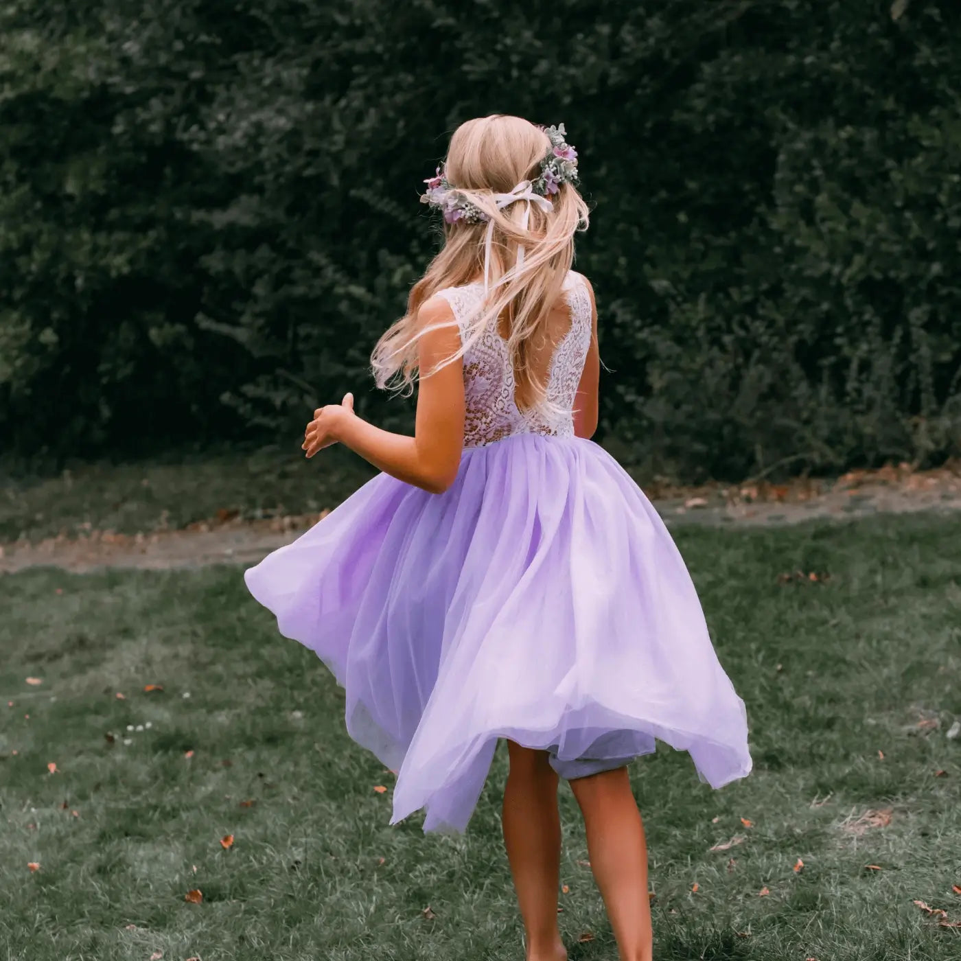 Bohemian Tea Length Flower Girl Dress