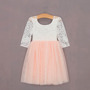 blush tulle and lace tea dress