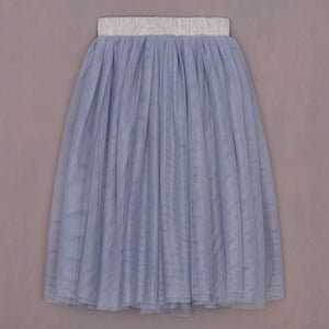 Blue tulle skirt on a plain background