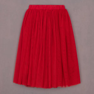 Red skirt on a gray background