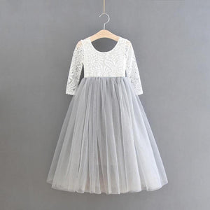 Silver Grey Flower Girl Dress