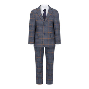 5 piece boys check suit