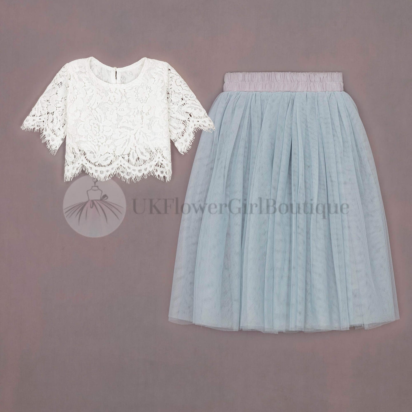 Flower girl lace top and tulle skirt