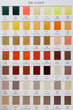 Color swatch chart with various color samples labeled