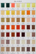 Color swatch chart with various color codes and names