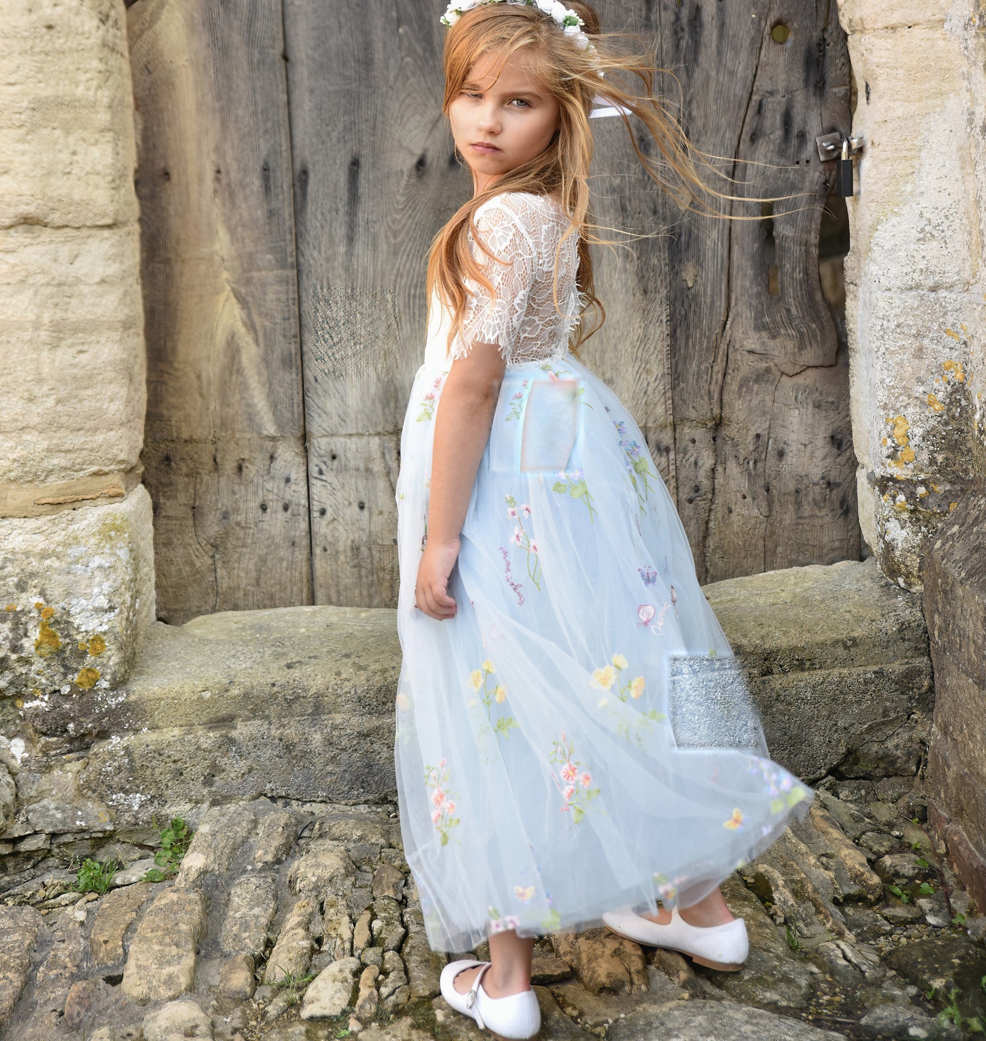 Enchanted Dress | Baby Blue White Lace | UK Flower Girl Boutique Enchanted Dress | Baby Blue White Lace | UK Flower Girl Boutique