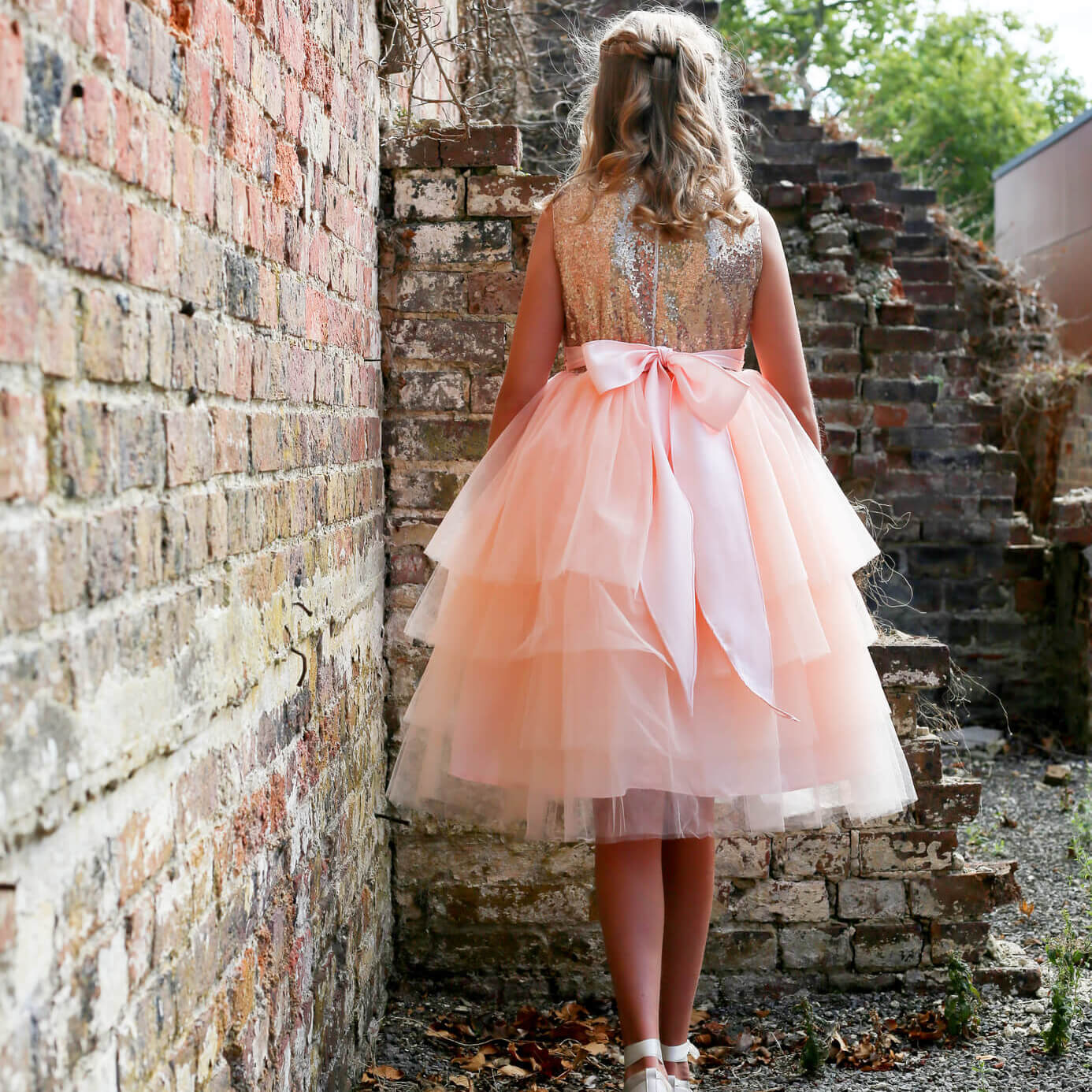 Gold & Blush Girls Party Dress