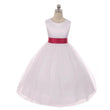 White dress with pink sash