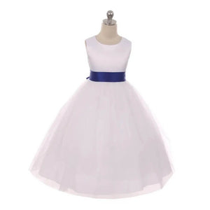 Classic Dolly Dress - White - Choice of Colour Sash