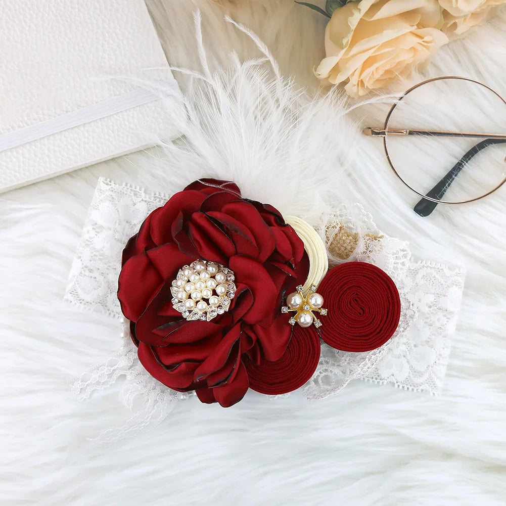 Burgandy / Champagne popular Flower Basket with headband