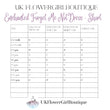 Measurement chart for 'Enchanted Forget Me Not Dress - Short' by UK Flower Girl Boutique