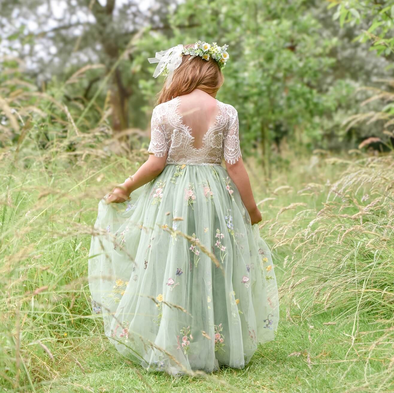 Enchanted Fern Green Flower Girl Dress | UK Flower Girl Boutique Enchanted Fern Green Flower Girl Dress | UK Flower Girl Boutique