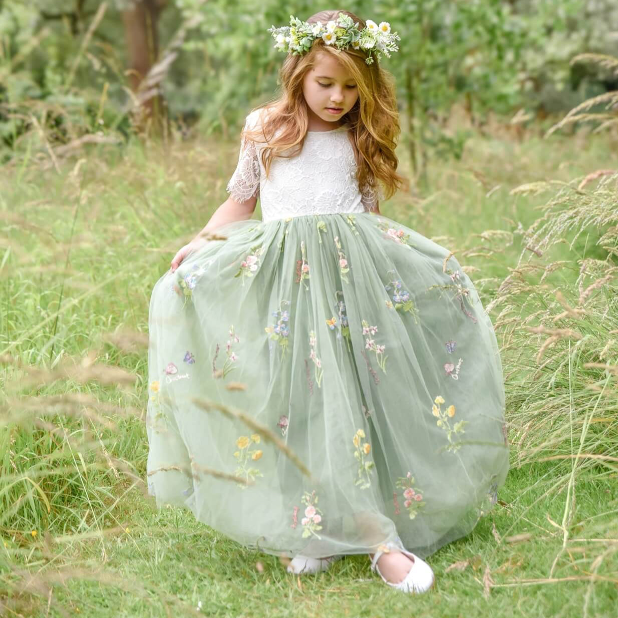 Enchanted Fern Green Flower Girl Dress | UK Flower Girl Boutique Enchanted Fern Green Flower Girl Dress | UK Flower Girl Boutique