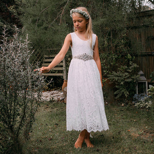 Flower girl in a Beautiful lace dress