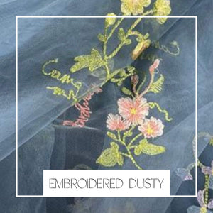 Enchanted Dress - Embroidered Dusty Blue Lace