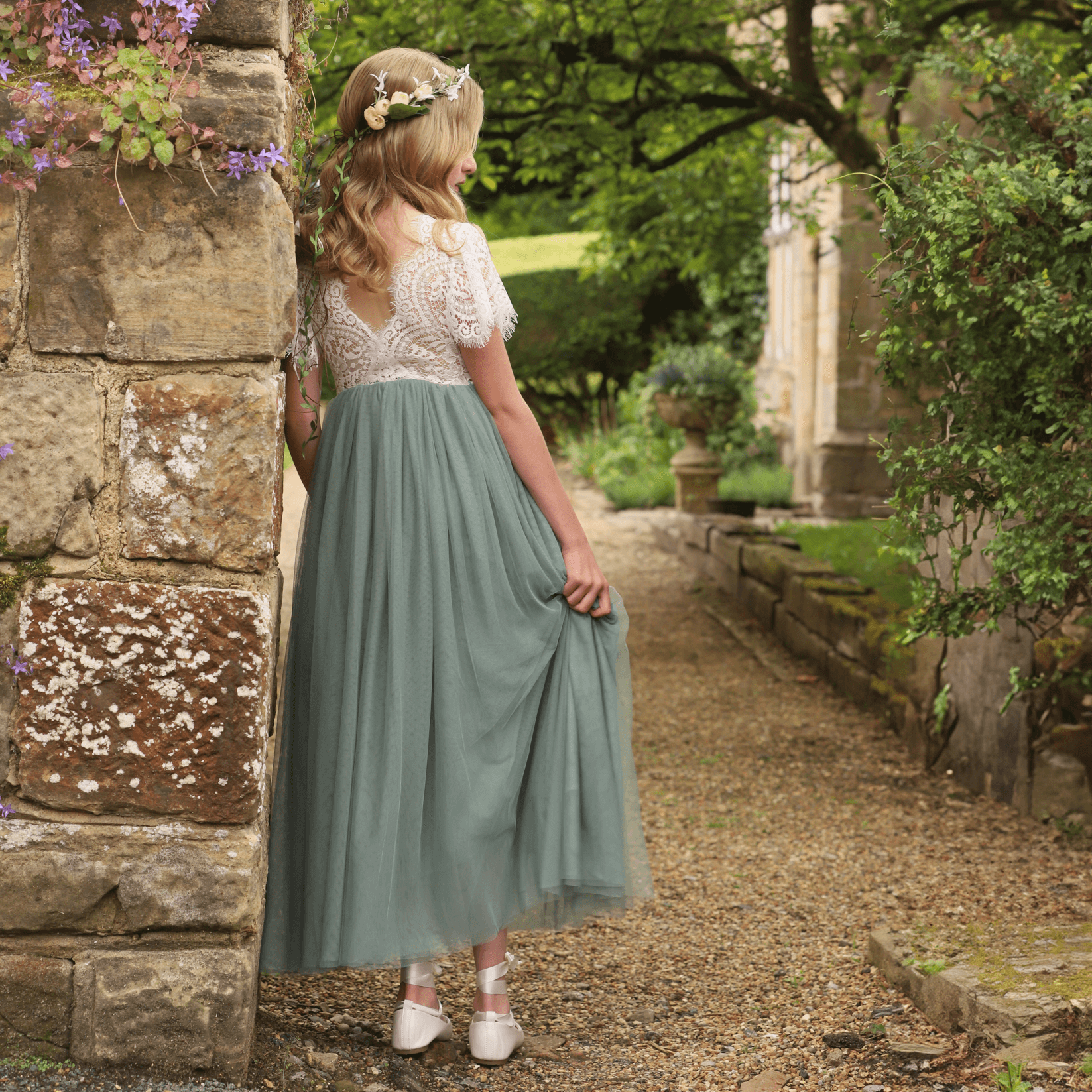 Silver sage flower girl dress shop