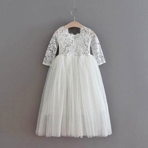 Girls lace party dress in white