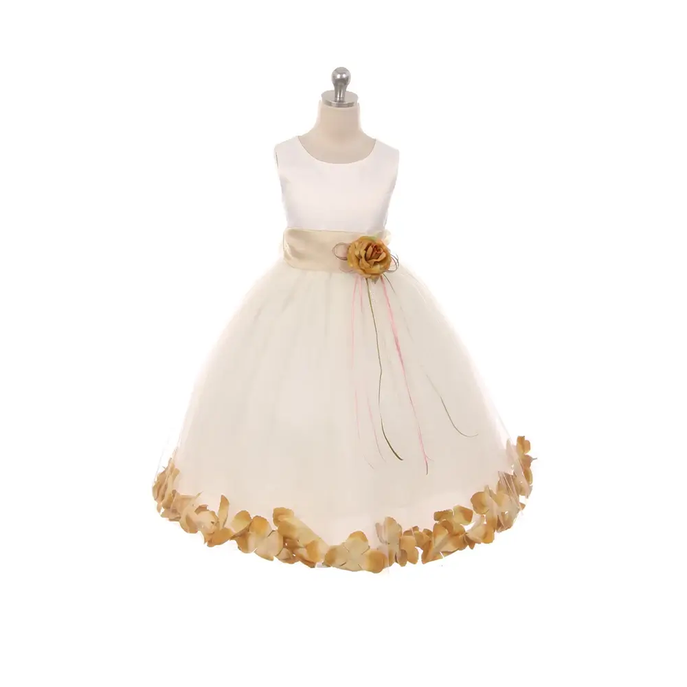 Kenza flower girl dress with Champagne Petal Colour and Sash