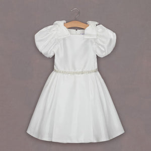 Pretty girls dress with puff sleeves and diamante sash