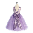 lilac sequin bow on the back of dress