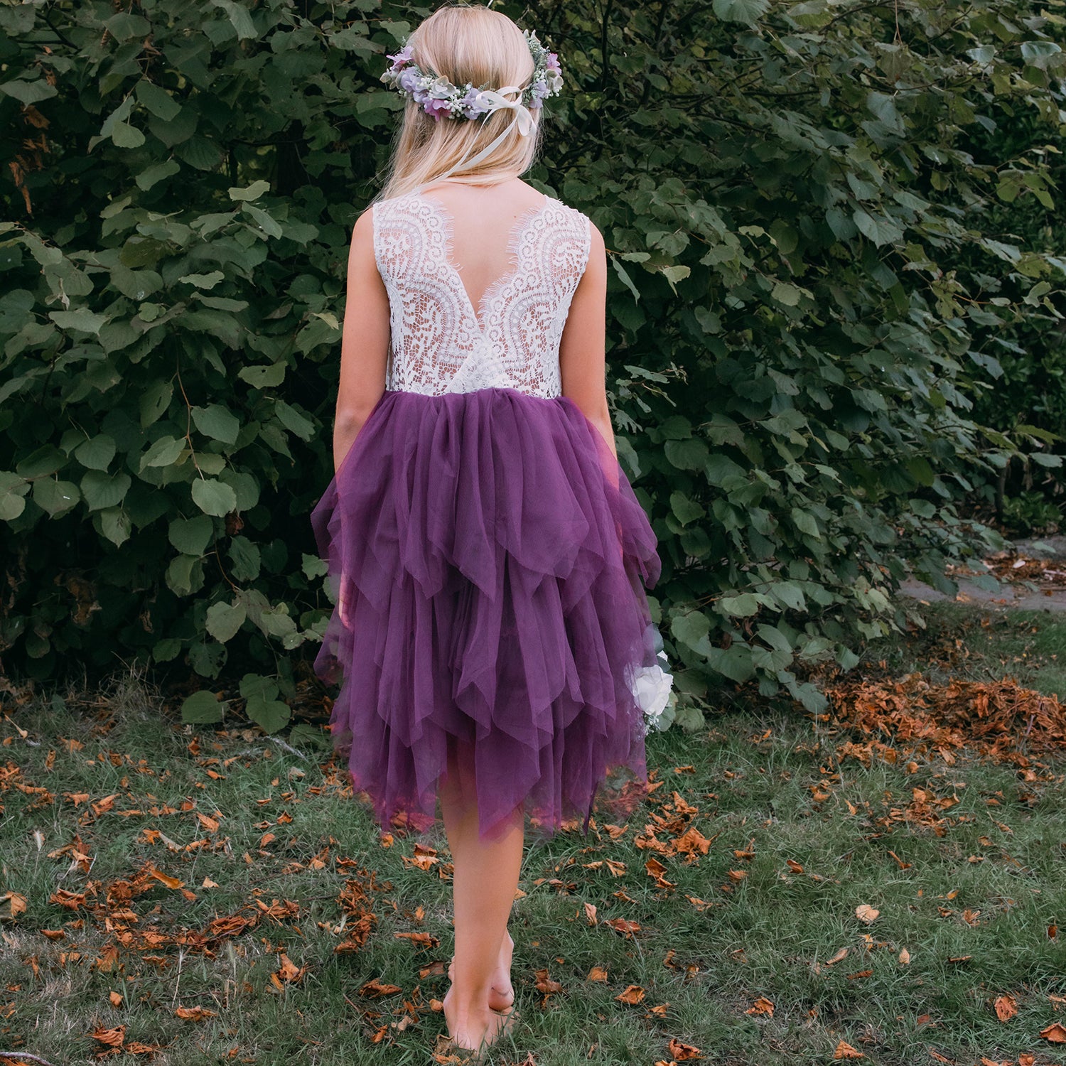 Plum Flower Girl Tutu Dresses Boho Dreams Purple Girl Dress UK