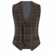 Plaid patterned vest with three buttons on a white background