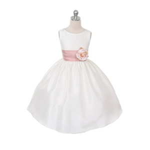 Flower Girl dress with Dusty Rose Sash and Flower