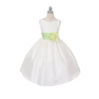 Morgan - Bridal Ivory or White - Lime Green Sash and Flower