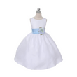 Kenza dress with baby blue Petals and Sash