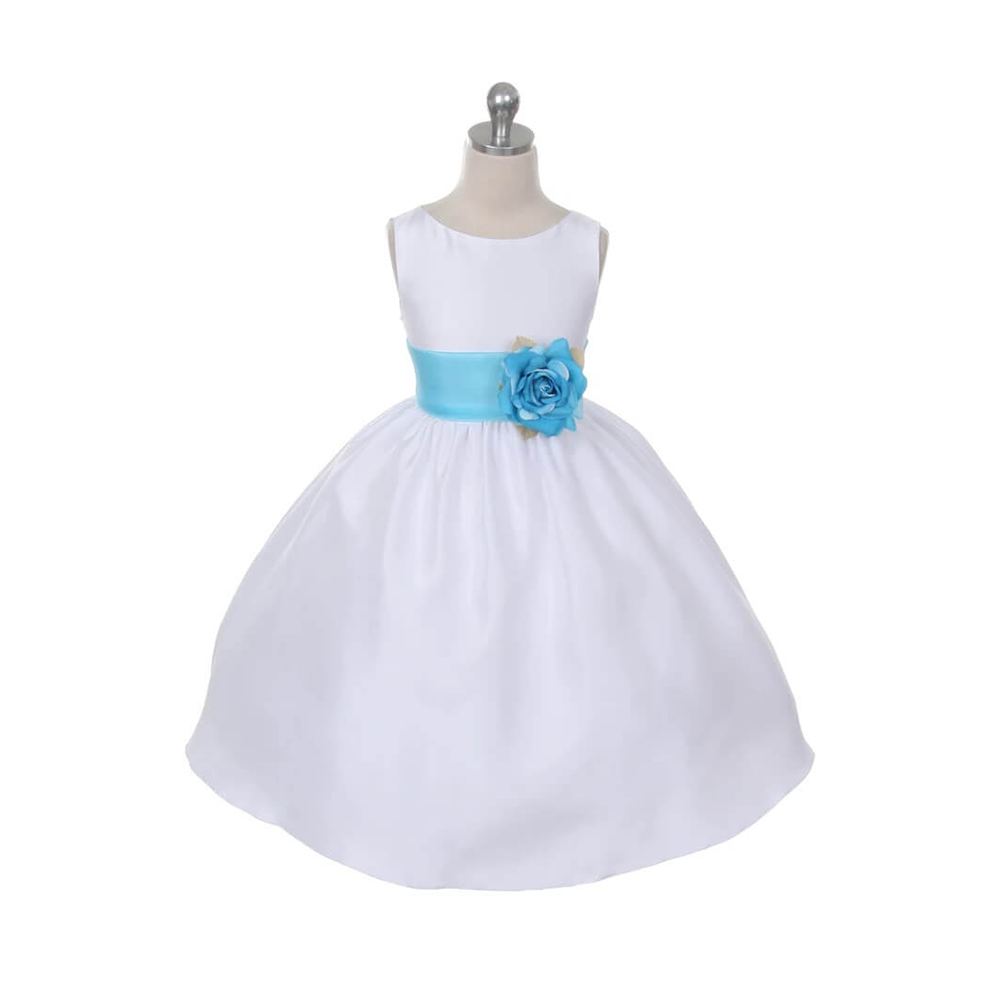 White dress hot sale blue sash