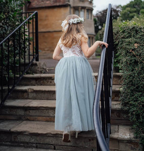 Young girl walking up on stairs