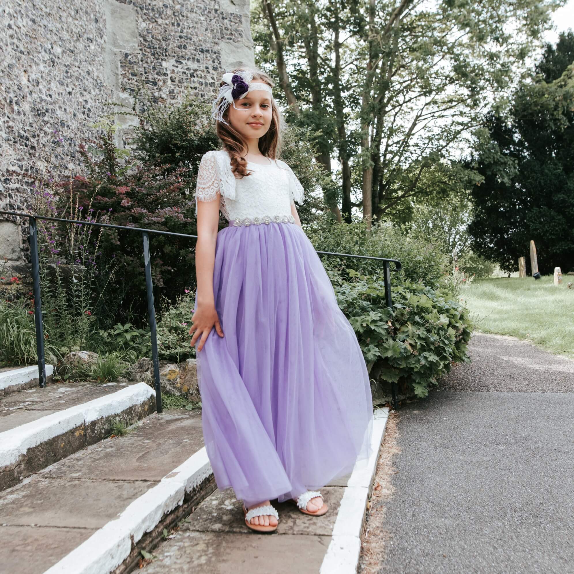 Bohemian Lilac Flutter Flower Girl Dress