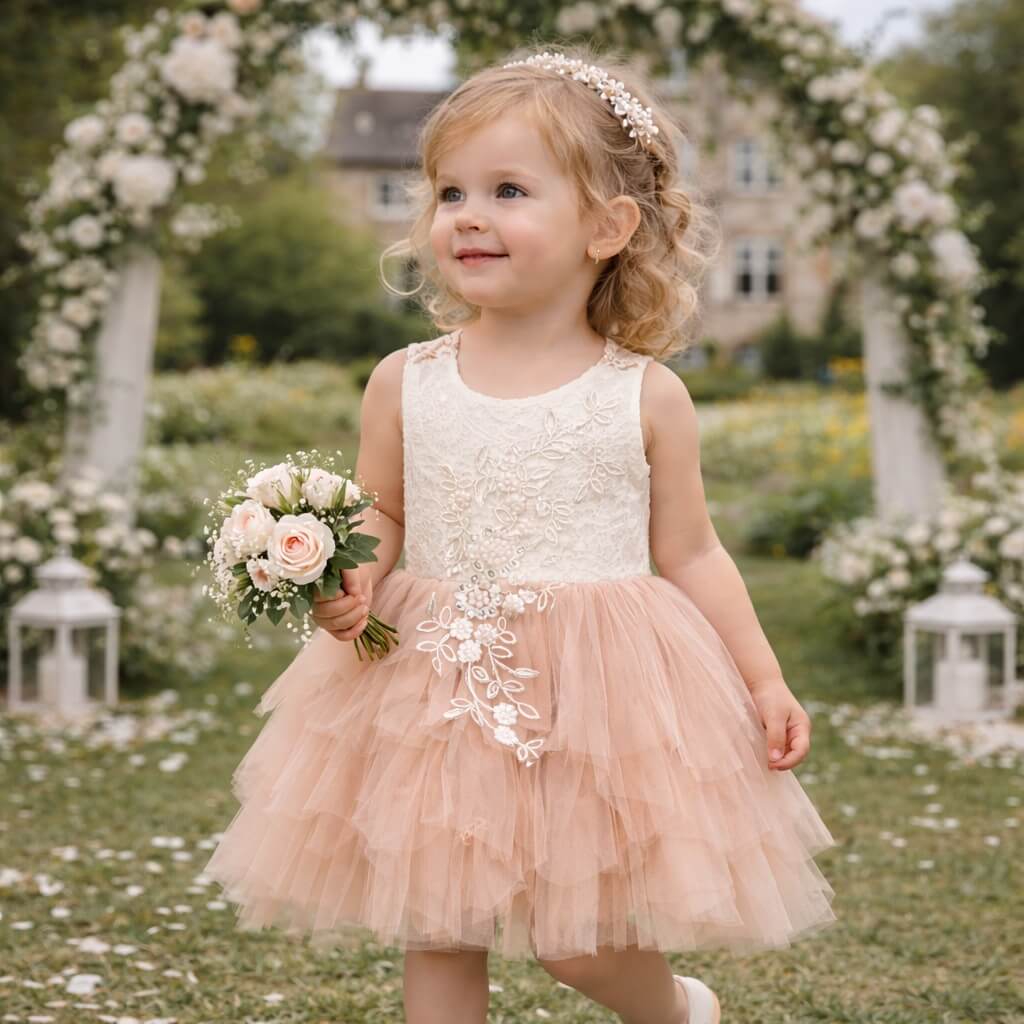 girls boho dress Girls Boho Dress | Apricot Applique