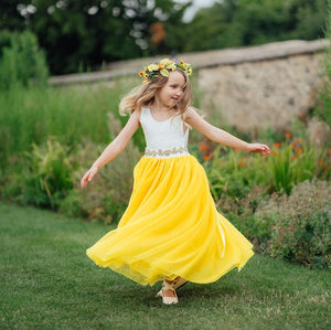 Robe Bohème Classique à Manches Longues pour Bébé - Jaune Doré 