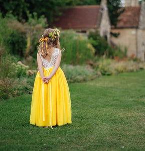 Robe Bohème Classique à Manches Longues pour Bébé - Jaune Doré 