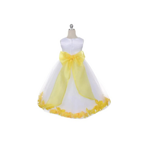 Back of girls dress with yellow bow