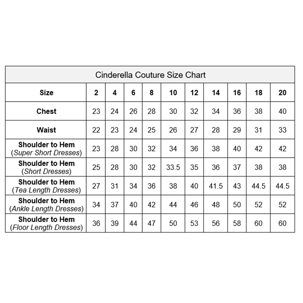 Cinderella couture sales size chart