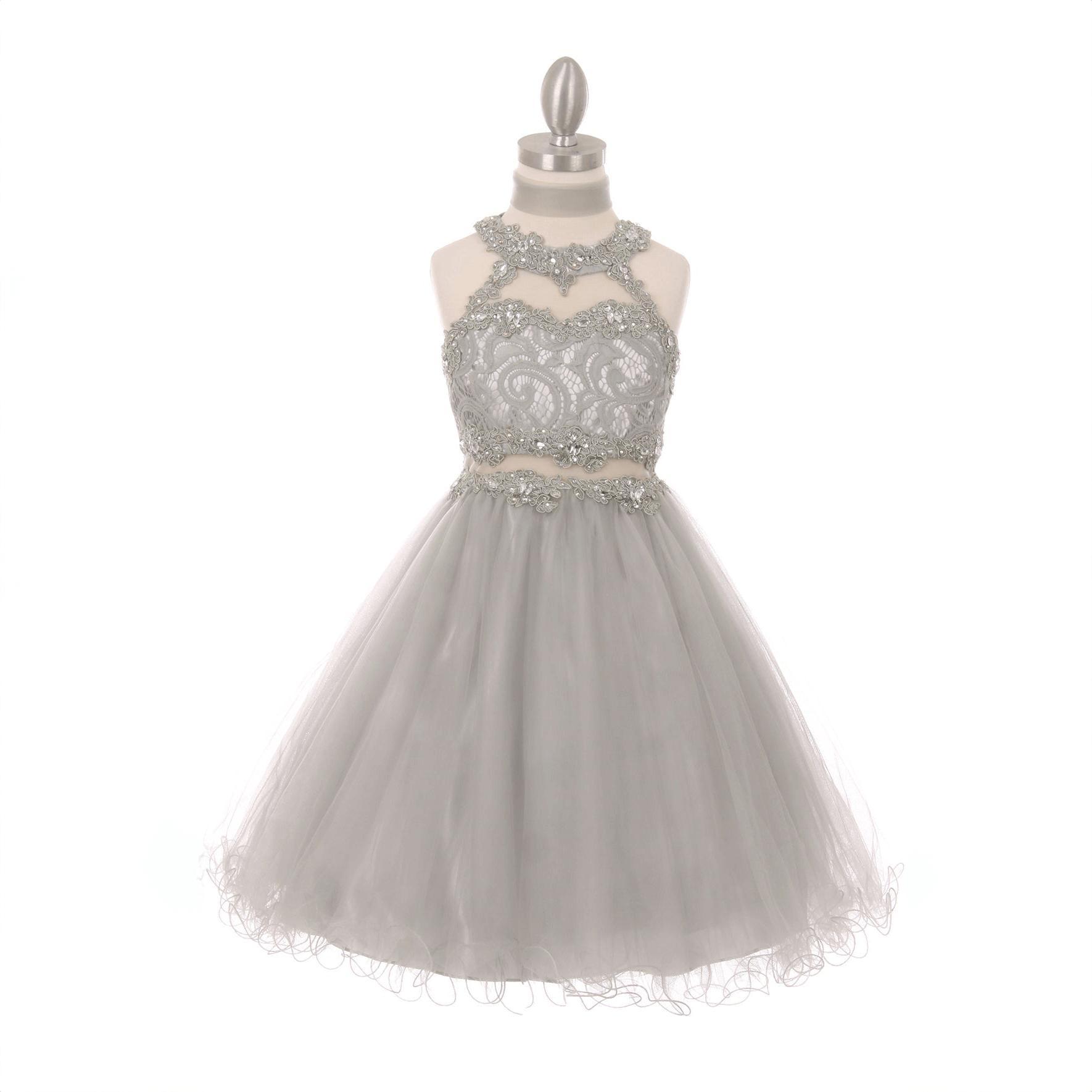 childrens silver bridesmaid dresses Silver Junior Bridesmaid Dresses,Tulle Junior Bridesmaid Dress,JB00056