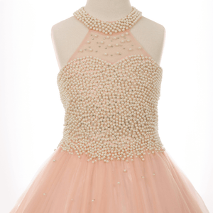 beaded detail on a  Girls princess style dress from UK Flower Girl Boutique