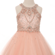 beaded detail on a blush coloured dress