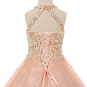 beaded detail on a Girls princess style dress from UK Flower Girl Boutique