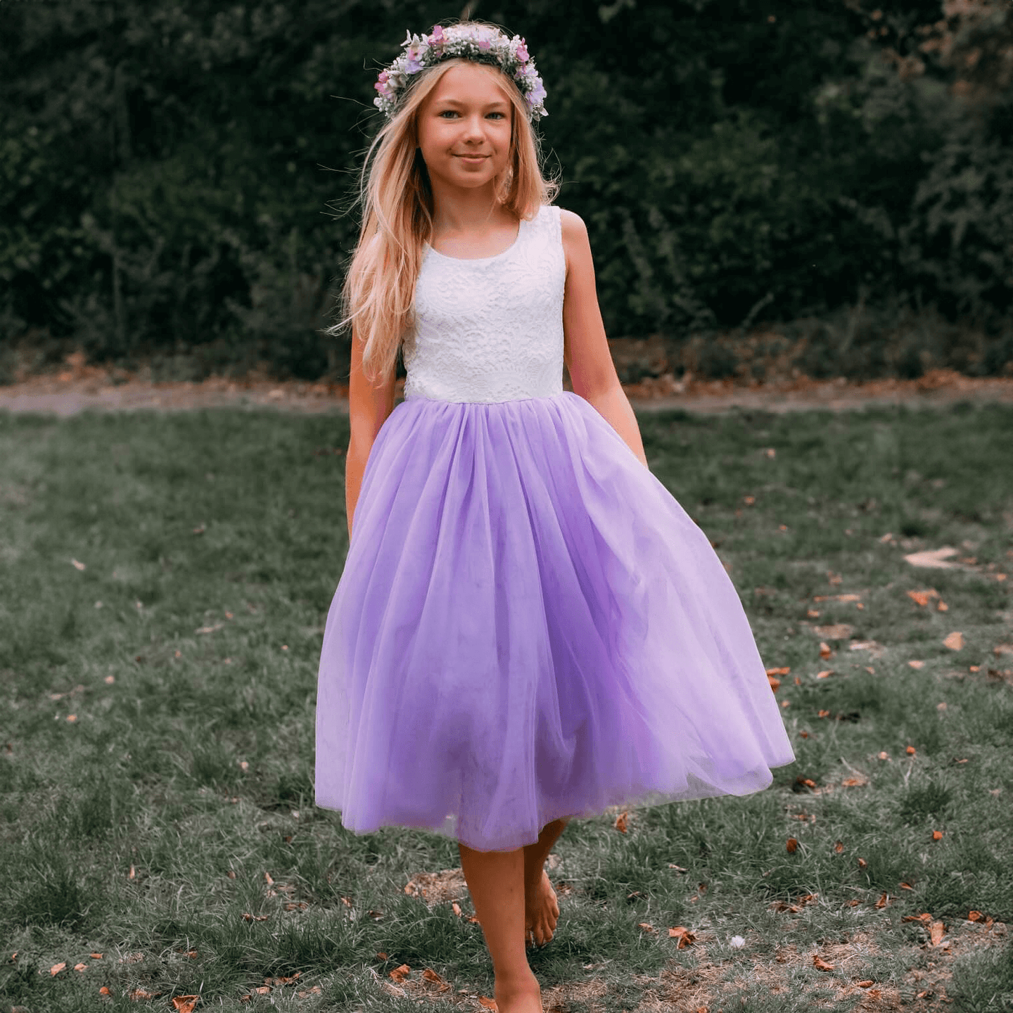 Bohemian Tea Length Flower Girl Dress UK Flower Girl Boutique