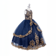 Elegant satin blue & gold glittered Princess dress