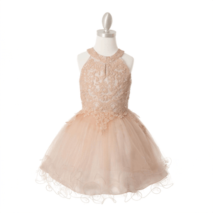 Clara short beaded Party Dress in peach