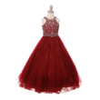 burgundy full length princess-style dress