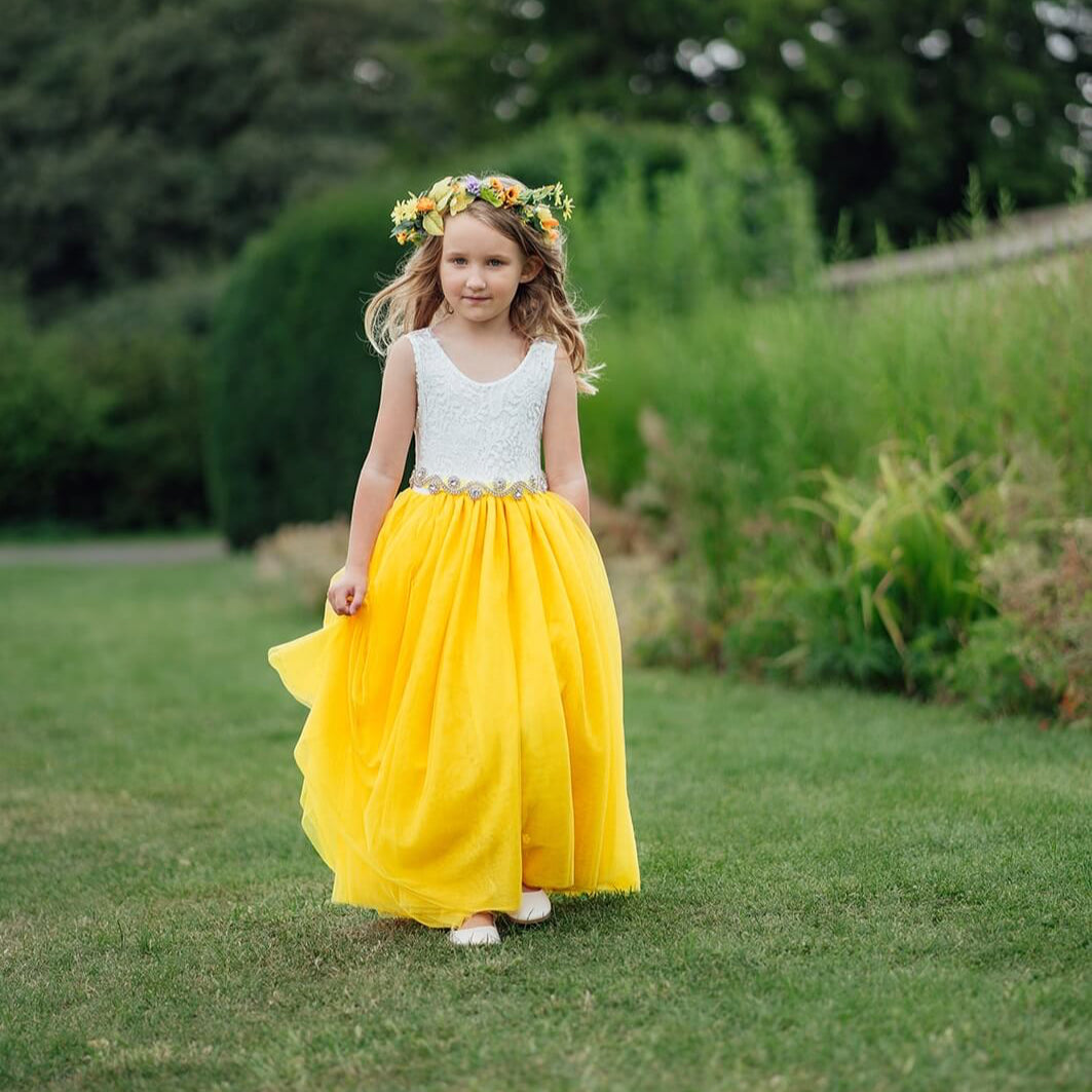 Yellow Orange Dresses Girls Weddingwear |UK Flower Girl Boutique