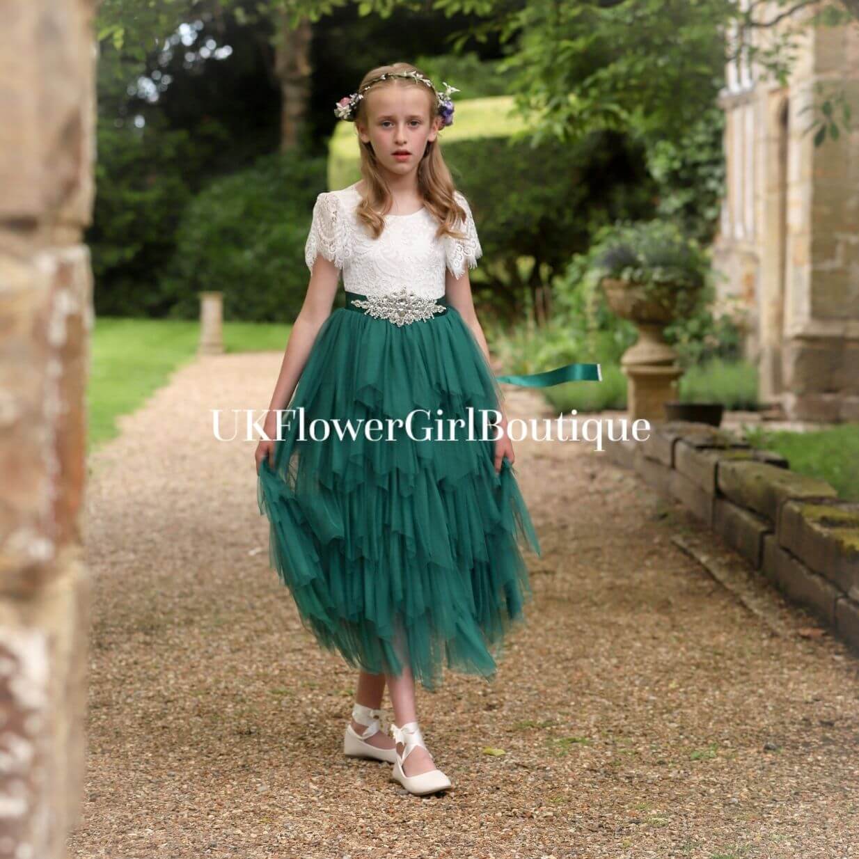Girl's Emerald Green Beaded Dress Flower Girl Dress Browse, 58% OFF