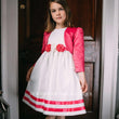 Young girl wearing flower girl dress
