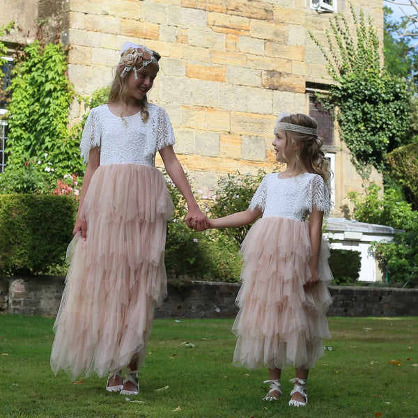Bohemian Party Dress Apricot UK Flower Girl Boutique